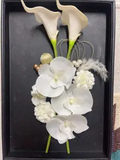 髪飾り 成人式 卒業式 結婚式 胡蝶蘭 カラー 白 ゴールド 水引付き 訳あり
