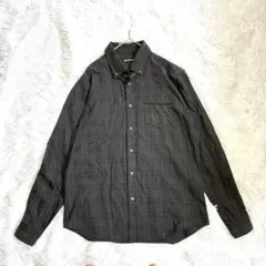 セマンティックデザイン◇チェック柄 シャドー シャツ ブラウス 長袖 黒 Lのサムネイル