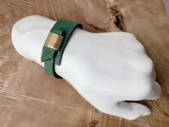【HERMES】エルメス　アルテミス　ブレスレット　グリーン×ゴールドのサムネイル