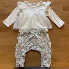 haruulala フリルトップスと花柄パンツセット