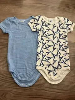 【美品】Petit Bateau プチバトー　ボディスーツ 2点セット 12M