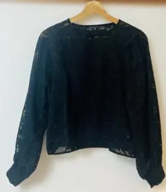 ROPE PICNIC 黒レースシアーカーディガンМのサムネイル