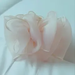 オーガンジー フリル バンスクリップ ホワイト ヘアクリップ リボン 11cm