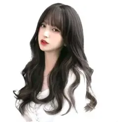 Villo ウィッグ ロング カール 黒茶 自然 耐熱 フルウィッグ 韓国風のサムネイル