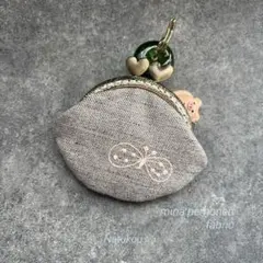ミナペルホネンchoucho＆リバティ　がま口ミニポーチ① ハンドメイド