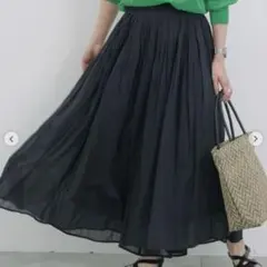 Samansa Mos2 blue インド綿　ボイルギャザースカーチョ　ブラック