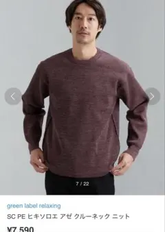 green label relaxing ヒキソロエ アゼ クルーネック ニット