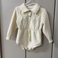ニットロンパース 白アイボリー