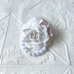 046 ハンドメイド コサージュ パール 卒業式　入学式　レース　ホワイト
