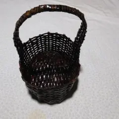 ダークブラウン かごバッグ　チラシ使用　ハンドメイド