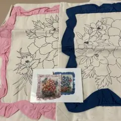 花柄コットン生地（ピンク・ネイビー） クッション