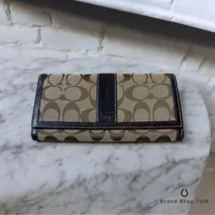 COACH　コーチ　長財布　シグネチャー　ブラウン