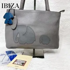 IBIZA イビサ ハンドバッグ ゾウ チャーム付き 希少良品 レザー グレーのサムネイル