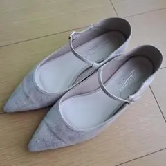 LETALON シルバー ポインテッドトゥ フラットシューズ