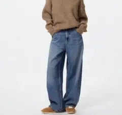 ユニクロ　バギーカーブジーンズ　丈短め　27 ブルー