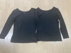 ユニクロ 極暖ヒートテックコットンUネックT/長袖 M ブラック 2点セット