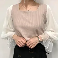 INGNI シフォンブラウス 袖異素材 バックリボン