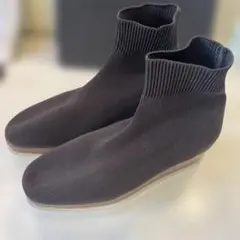 厚底 ソックスブーツ ダークブラウン 24cm