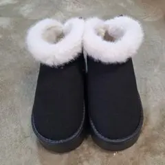 ファー付きリボンデザインムートンブーツ