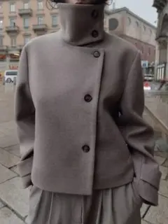 【ラス1】ハイネックショートコート/ベージュ/ZARA風