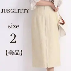 美品　ジャスグリッティー　ストライプレースボンディングタイトスカート　M ２
