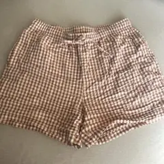 コットンリラコ　シアサッカー　ギンガムチェック　ショート　Mサイズ