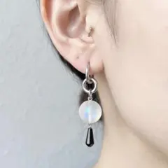 119【カスタム】ステンレス 着せ替え ビーズ オーロラ ハンドメイドピアス