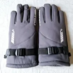 ★ グレー 防寒 グローブ 保温 厚手 手袋 アウトドア 登山 防水 裏起毛