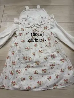 クーラクール　うさ耳ブラウスといちご柄ワンピース　100cm