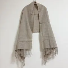 無印良品　ウール織り大判ストール　マフラー　ペールブラウン　ベージュ