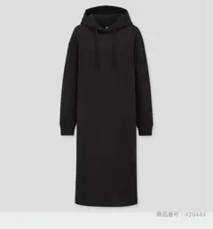 【新品未使用】UNIQLOスウェットフーデッドロングワンピース　L　ブラック
