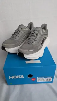 HOKA ボンダイ9 ワイド 26.0cm グレー 20km使用 美品 箱あり