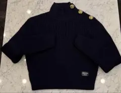 プラダ（PRADA）ゴールドメタルボタン リブニット ハイネック セーターのサムネイル