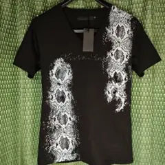 FUGA パイソン柄 Vネック Tシャツ ブラック Mサイズのサムネイル