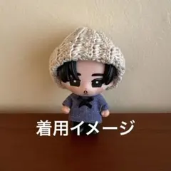 すのチルソフビサイズ　白ニット帽＋デニムカラーシャツ２点セット(黒)