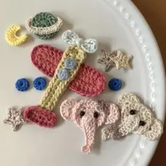 モチーフワッペン　ぞうさんカップル　空の旅♪ 現品のみ