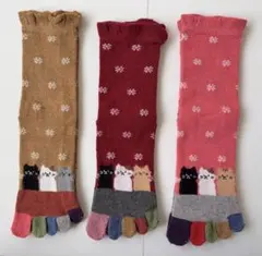 レディース五本指ソックス3足セット22-25cm ウール混　踵つきゆったり口ゴム