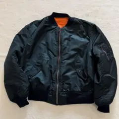 90s　アルファ　MA-1　USA製　リバーシブル　濃いセージグリーン　3L