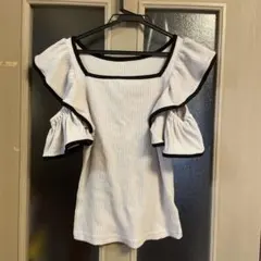 GRL ストライプ フリル 半袖トップス S