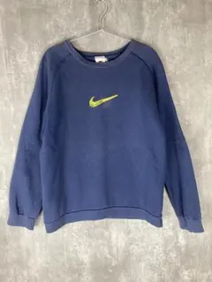 【USA製】NIKE ナイキ 90's白タグ 希少 刺繍ロゴ フェード ナス紺
