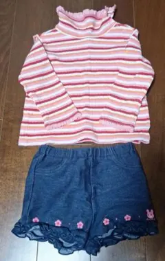 ミキハウス 長袖カットソー・ホットビスケッツ パンツのセット 80㎝