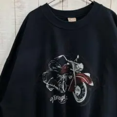 古着　長袖　スウェット 裏起毛　バイク　プリント　アメカジ オーバーサイズ