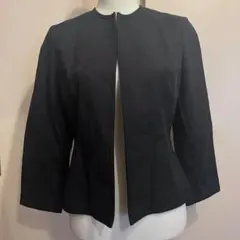 ANNE KLEIN ノーカラーブラックジャケットsize2 ak304