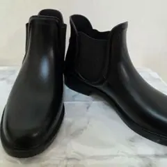 サイドゴア レインブーツ 黒 M 防水 晴雨 通勤 通学