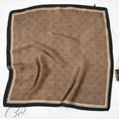 038 スカーフ バンダナ 大判 大きめ オシャレ 茶色 千鳥柄 格子柄