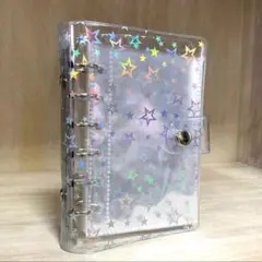 ☆A7 6穴星柄 きらきら星 クリア バインダー ホログラム　リフィル10枚付