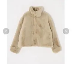 ZARA フェイクファー ショートコート ラペルカラー エクリュ Mサイズ