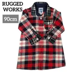 【美品】RUGGED WORKS チェックシャツワンピース 赤 90cm 冬