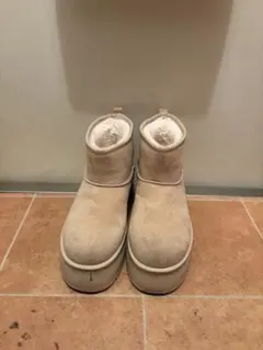 厚底 ムートンブーツ ベージュ
