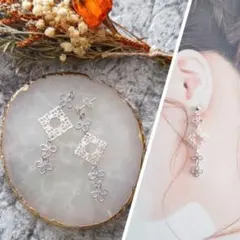 シルバー クローバー ピアス イヤリング ハンドメイド